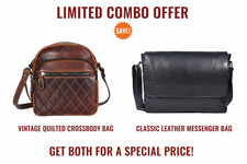 Set borsa in vera pelle