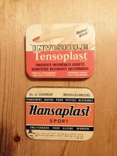 DUE VECCHIE SCATOLE DI LATTA CEROTTI TENSOPLAST E HANSAPLAST SPORT