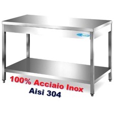 Tavolo In Acciaio Inox 100% AISI 304 cm 80x60x85/90h Gastronomia Professionale