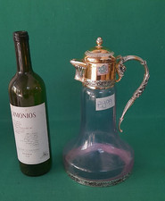 VECCHIA CARAFFA BROCCA VINTAGE LIQUORE ANNI '60 GIO BUTON? VETRO E METALLO. BY99