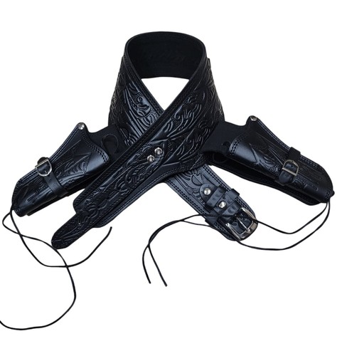 Pelle nera doppio pistola - pelle,