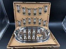 Servizio Bicchiere shot Vodka Grappa alcolici vetro con incisione argentato