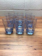 Set 9 bicchieri da succo vintage Libbey Chivalry blu rock sharpe pannelli testurizzati sfaccettatura