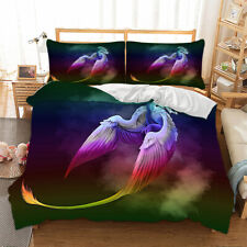 Set lenzuola copripiumino 3D Dragon Animals federa singolo matrimoniale king UK