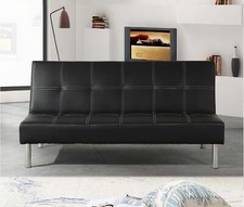 DIVANO LETTO ECOPELLE NERO RECLINABILE KING SOFA 3 POSTI PIEDI CONTRASSEGNO ITAL