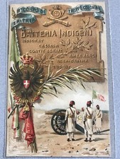 ITALIA CARTOLINA  MILITARE CORPO BATTERIA INDIGENI ERITREA AFRICA COLORI