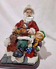 BABBO NATALE SANTA CLAUS PASTORE PRESEPE STATUINA STATUA CON BASE IN LEGNO