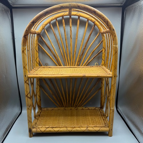 Libreria vintage bambù rattan
