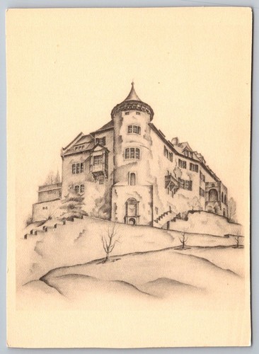 Cartolina castello sul pendio - cartolina,