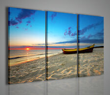 QUADRI MODERNI BOAT AT SUNSET QUADRO MODERNO BARCA MARE TRAMONTO ARREDARE CASA 