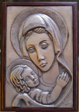 BASSO RILIEVO IN ARGENTO 925 OTTAVIANI Madonna Con Il Bambino Gesù
