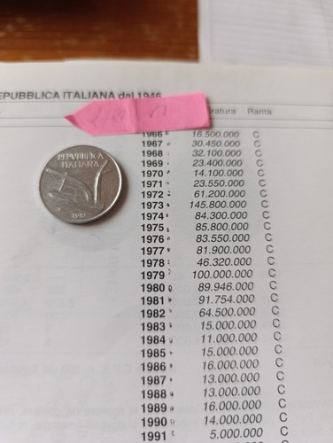 Moneta lire del - 10,