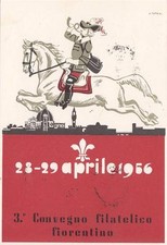 A7999) 3 CONVEGNO FILATELICO FIORENTINO, CORRIERE POSTALE A CAVALLO. ANNULLO.