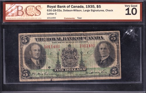 Bank canada 1935 - of, $5