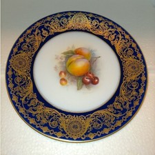 Piatto frutta ROYAL WORCESTER dipinto a mano 23 cm 9,1 pollici di Richard Sebright antico