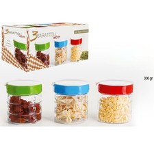 TRIS DI BARATTOLI VETRO CON