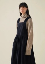 Abito Pinafore in Velluto Navy Toast Midnight - 14 XL - Nuovo con etichette £ 195