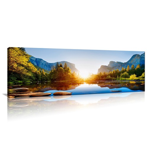 Quadro tela 120x40cm lago - quadro,