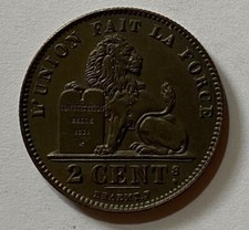Belgio 2 cent 1909 union fat la force