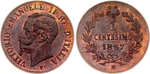 Moneta italia centesimo 1867 - 1,