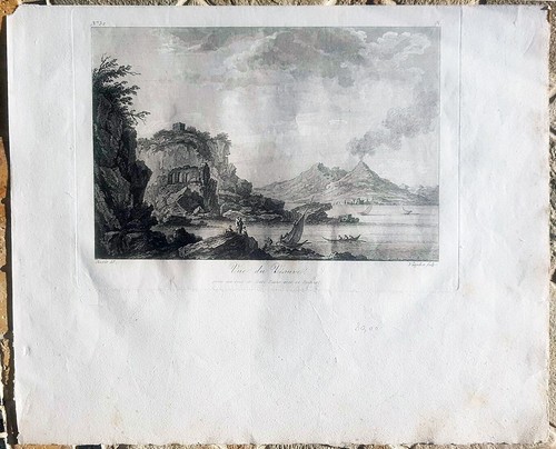 Stampa antica napoli vesuvio - stampa,