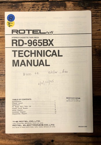 Rotel 965bx manuale di - rotel,
