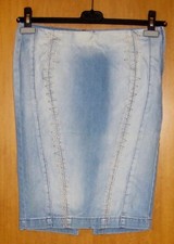 BELLISSIMA GONNA PHARD TUBINO JEANS AZZURRO EFF. STINTO CON ZIG-ZAG Tg 26 (40)