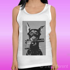 CANOTTA T-SHIRT DONNA " DOBERMANN PISTOLA CANE DOG GUN "IDEA REGALO 