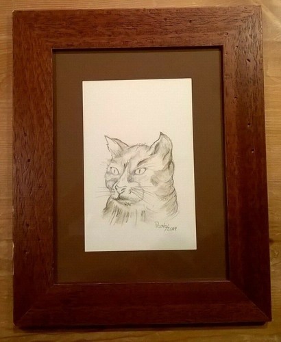 Quadro con gatto tecnica mista