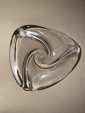 Ciotola piatto triangolare cristallo Val St Lambert firmata 