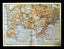 1889=Antica Stampa CONTORNI DI NAPOLI.Parte Ovest. TOPOGR.POZZUOLI Wagner-Debes