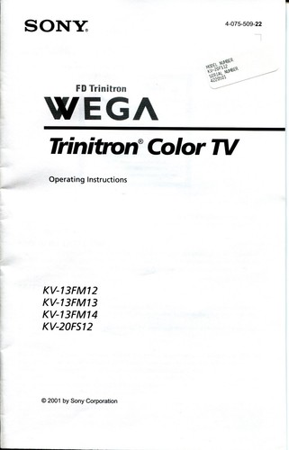 Sony wega trinitron a - trinitron, tv