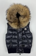 Moncler Tarn Pelliccia Piumino Gilet Giacca Cappotto 1 S 18,5”ptp Prezzo al pubblico £995 Blu Bady