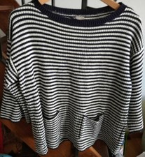 DONNA maglioncino a righe blu bianco OVS TG. M - USATO POCO