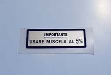1 PEZZO Adesivo Sticker IMPORTANTE USARE MISCELA 5% Vespa Piaggio Epoca Vintage