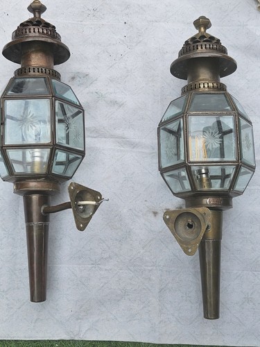 Brass electric carriage lamps - carriage,