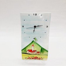 Orologio da parete ceramica Bassano motivo Toscana 33x19 cm fatto a mano Italia