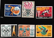 Set francobolli QATAR Olimpiadi Messico 1968**, anello ginnastica torcia runner discobolo