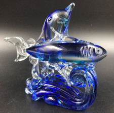 Scultura statua statuetta miniatura figura delfino squalo vetro artisticoMurano