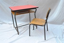 BANCO SCUOLA E SEDIA FERRO VINTAGE '60 BAMBINO FORMICA OTTIMO STATO VASTARREDO