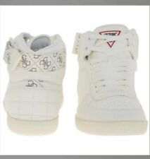 GUESS scarpe da ginnastica alte in pelle bianca unisex taglia UK 5 nuove 