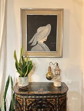 Quadro Moderno tempera su tela, ritratto di donna