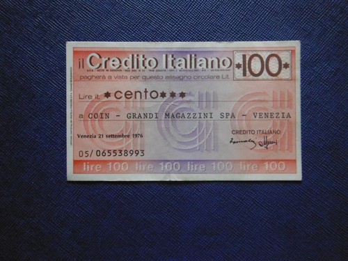 Miniassegno 100 lire - 100, coin