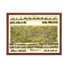 Old Map of Webster, MA 1892 -