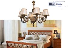 lampadario camera da letto classico 6 luci in fusione di ottone e paralumi nuovo