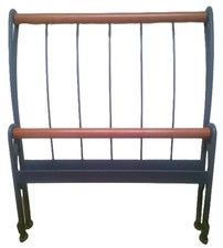 Letto singolo in ferro laccato blu con inserto in ciliegio + 2 longoni USATO