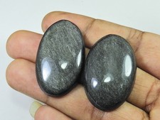 Pietra ovale ossidiana argento