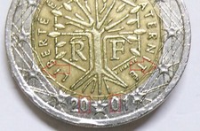 MONETA 2 EURO FRANCIA 2001 VARIANTE DI CONIO