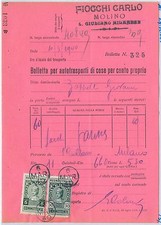 41289  REGNO:  BOLLETTA AUTOTRASPORTI con marca da bollo TASSA DI TRASPORTO 1940