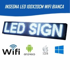 Insegna Tabella Wifi Luminosa Scorrevole Led Programmabile 100x20cm Bianca